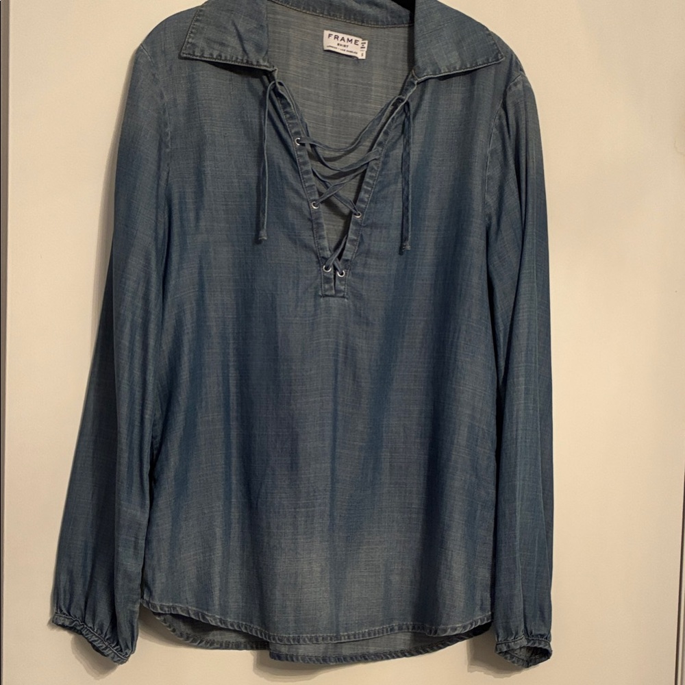 Frame Denim Women's Denim Lace-Up Blouse
